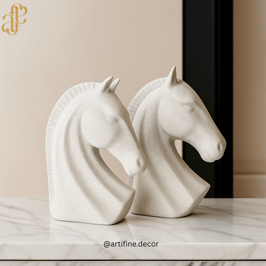 Minimalist Stone Texture Horse Head Sculptures