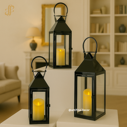 Glossy Black Lantern – Elegant Set