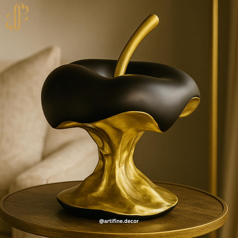 Golden Apple Sculptures – Available in White or Black (Set of 2)