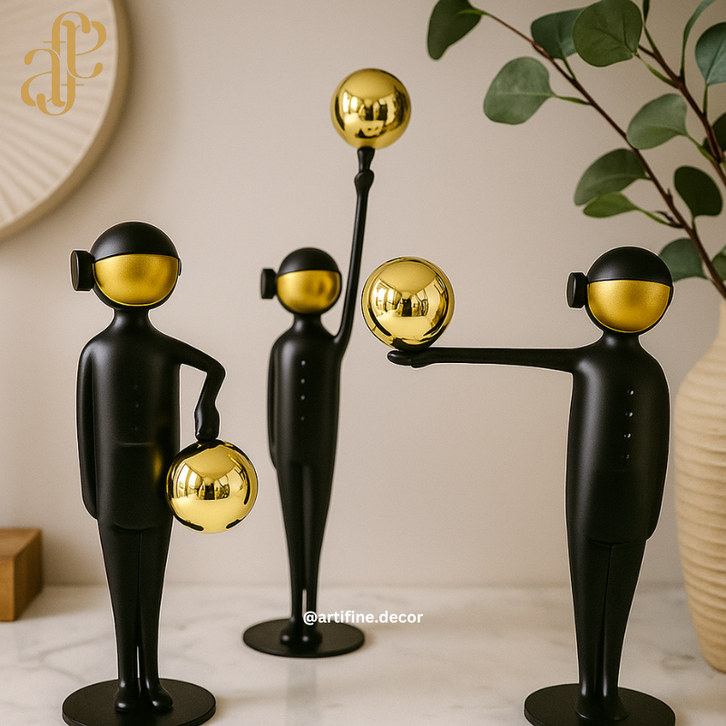 Luxury Black & Gold Abstract Metal Sculptures
