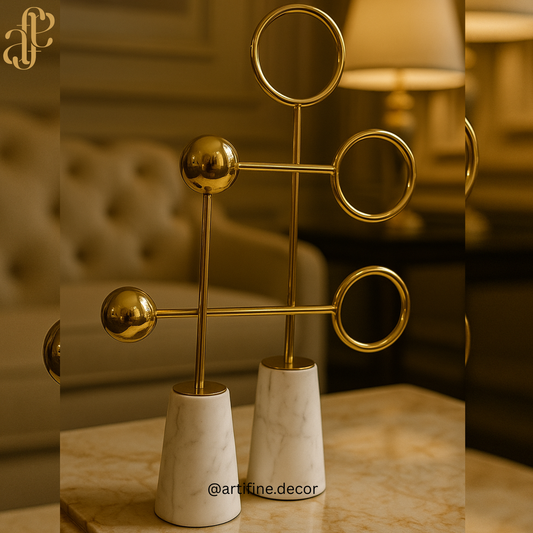 Luxury Marble & Metal Abstract Sculpture