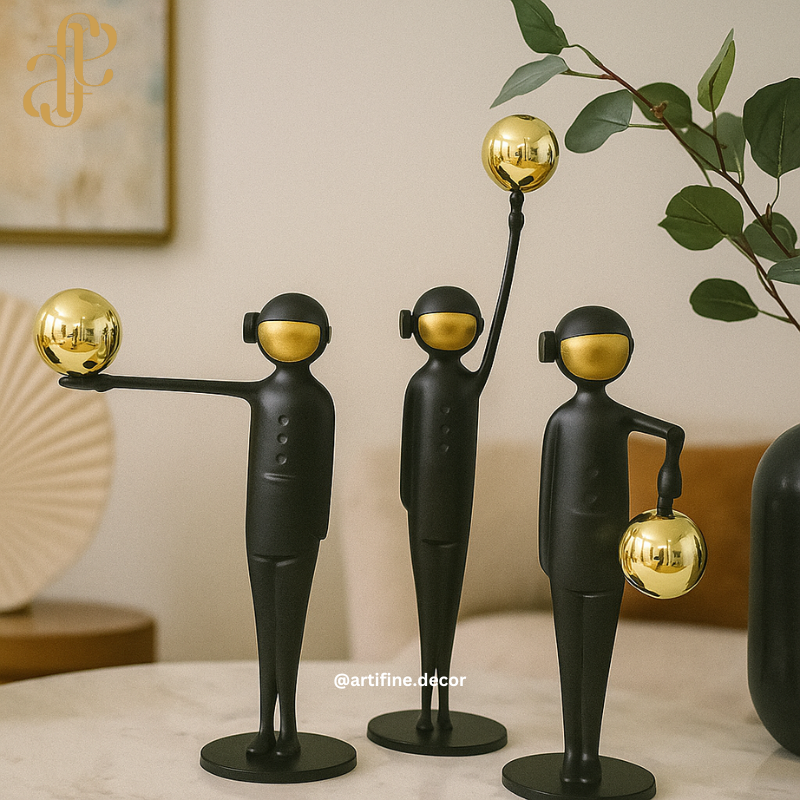 Luxury Black & Gold Abstract Metal Sculptures
