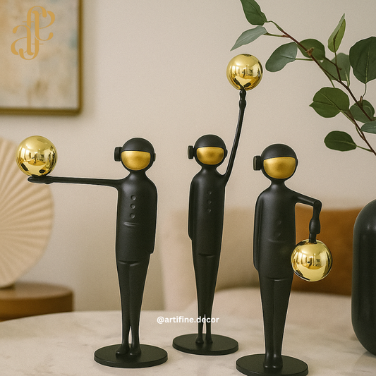 Luxury Black & Gold Abstract Metal Sculptures