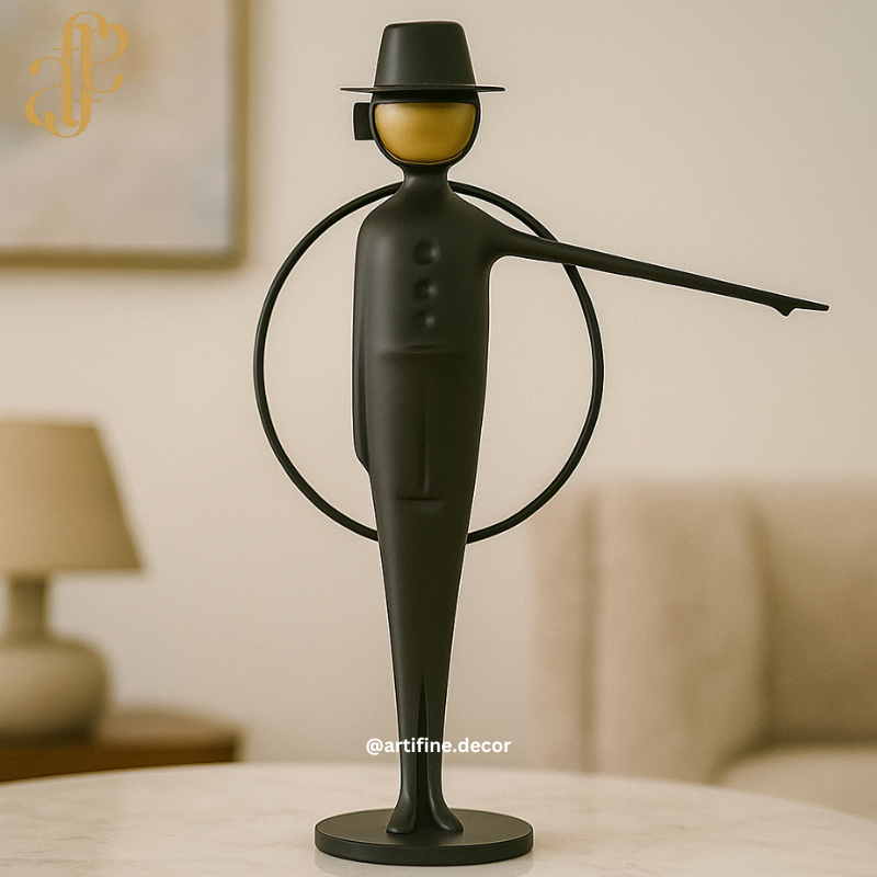 Luxury Black & Gold Metal Sculptures – Artistic Figurine Set