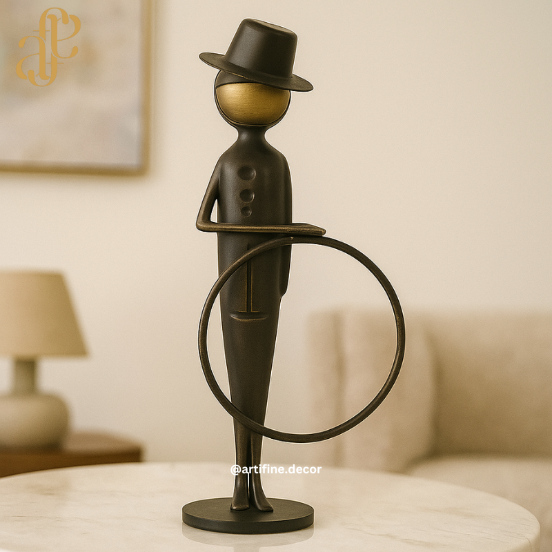 Luxury Black & Gold Metal Sculptures – Artistic Figurine Set