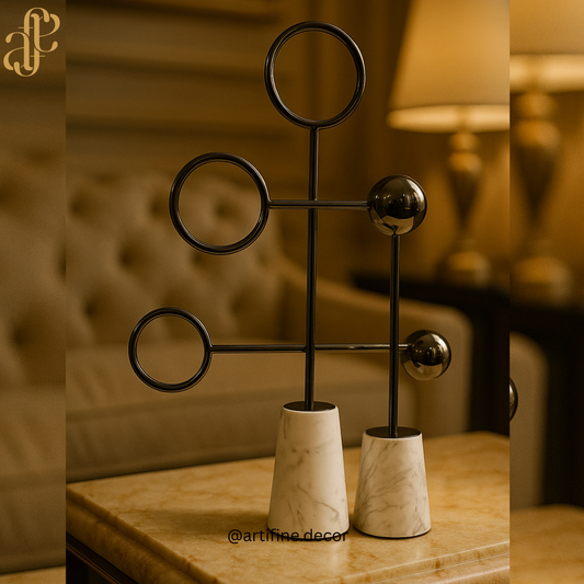 Luxury Marble & Metal Abstract Sculpture