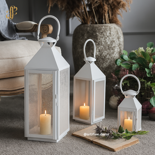 White Mesh Lantern – Elegant Outdoor & Indoor Accent
