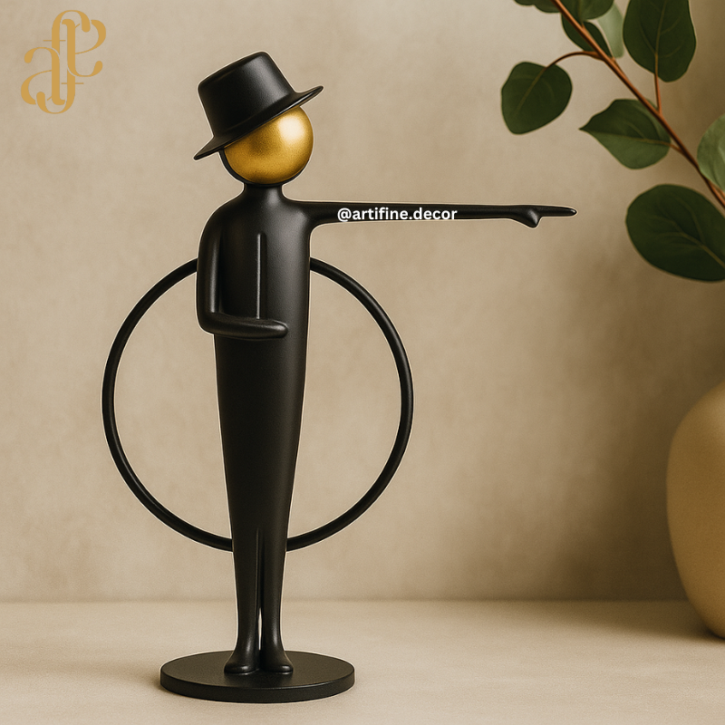 Luxury Black & Gold Metal Sculptures – Artistic Figurine Set