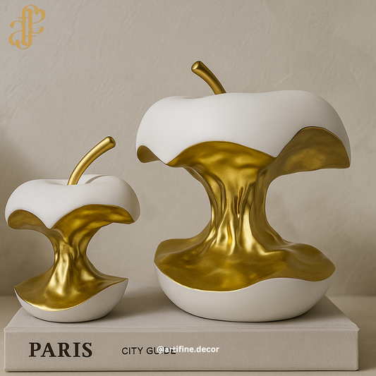Golden Apple Sculptures – Available in White or Black (Set of 2)
