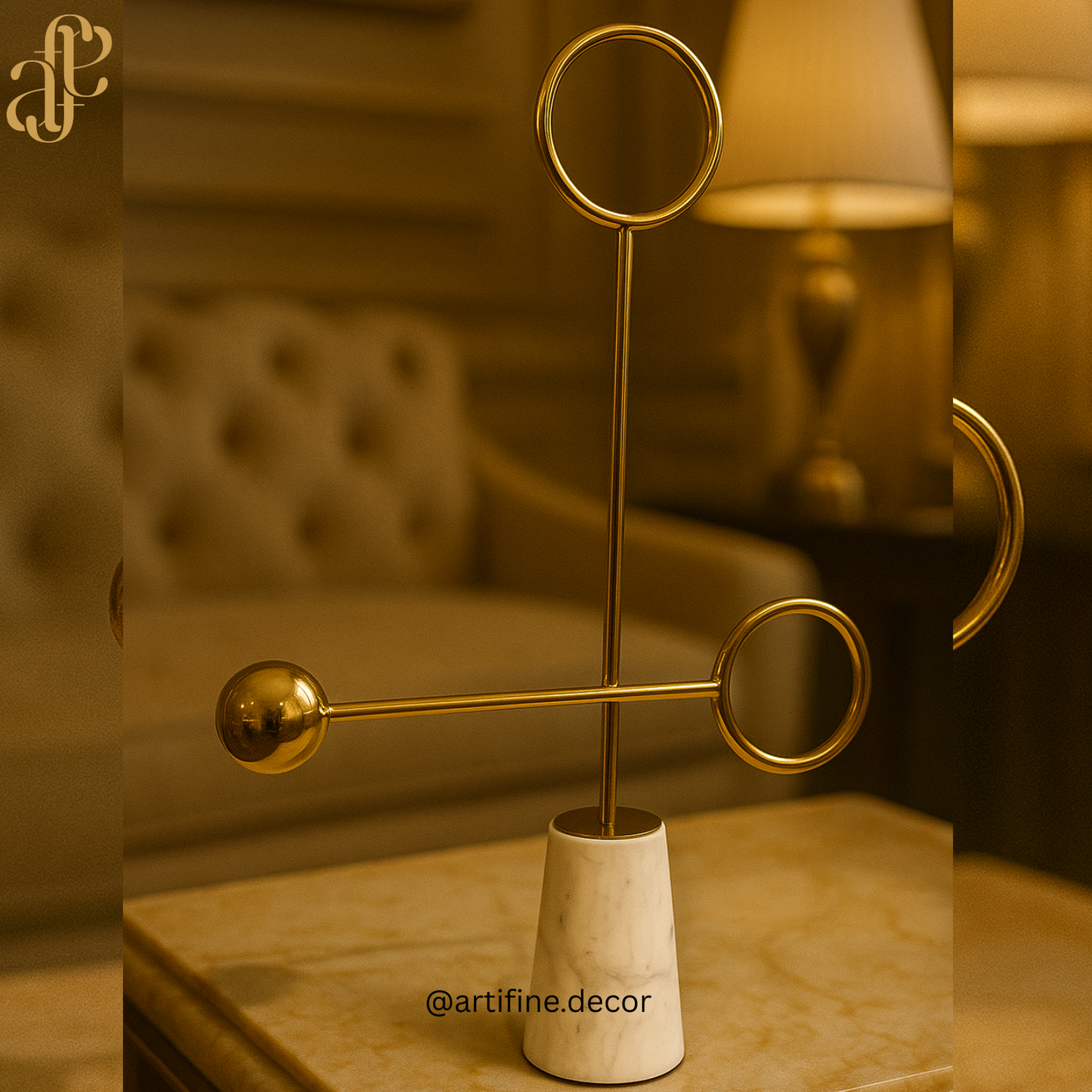 Luxury Marble & Metal Abstract Sculpture