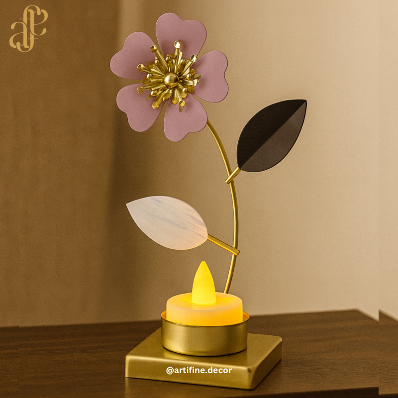 Lilac Bloom Metal Sculpture – Candle Holder