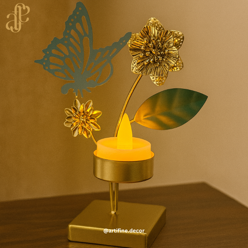 Golden Butterfly Bloom Candle Holder