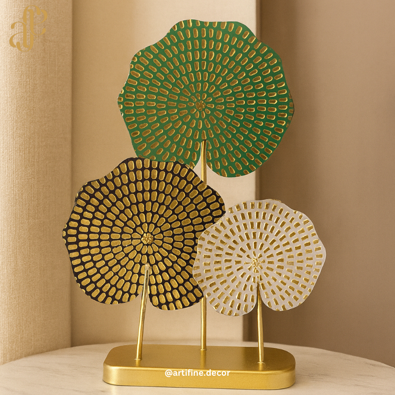 Golden Lotus Trio Sculpture