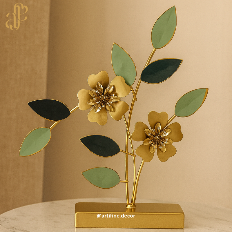 Golden Serenity Floral Sculpture