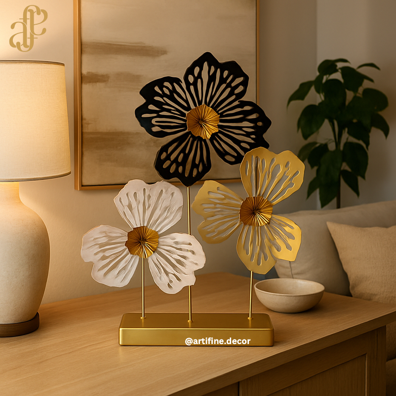 Golden Bloom Trio Sculpture