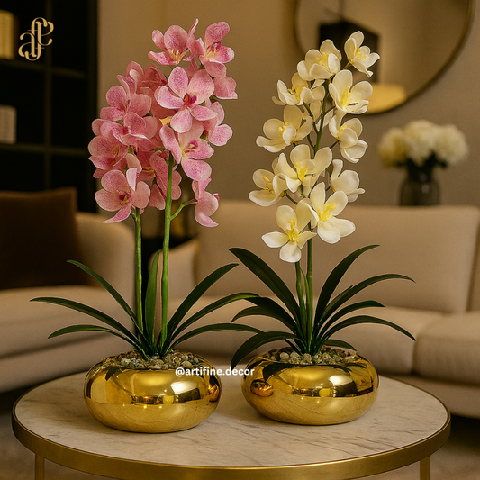 Orchid Bloom in Gold Pot